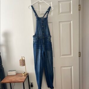 Denim Overalls with Button Front